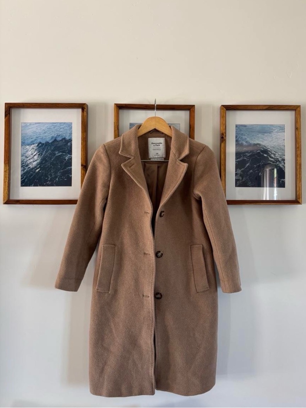 Abercrombie and Fitch Classic Women’s Wool Blend Tan Pea Coat